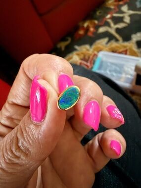 14kt Gold Oval Blue-Green Opal Stud Earrings - Women Jewelry